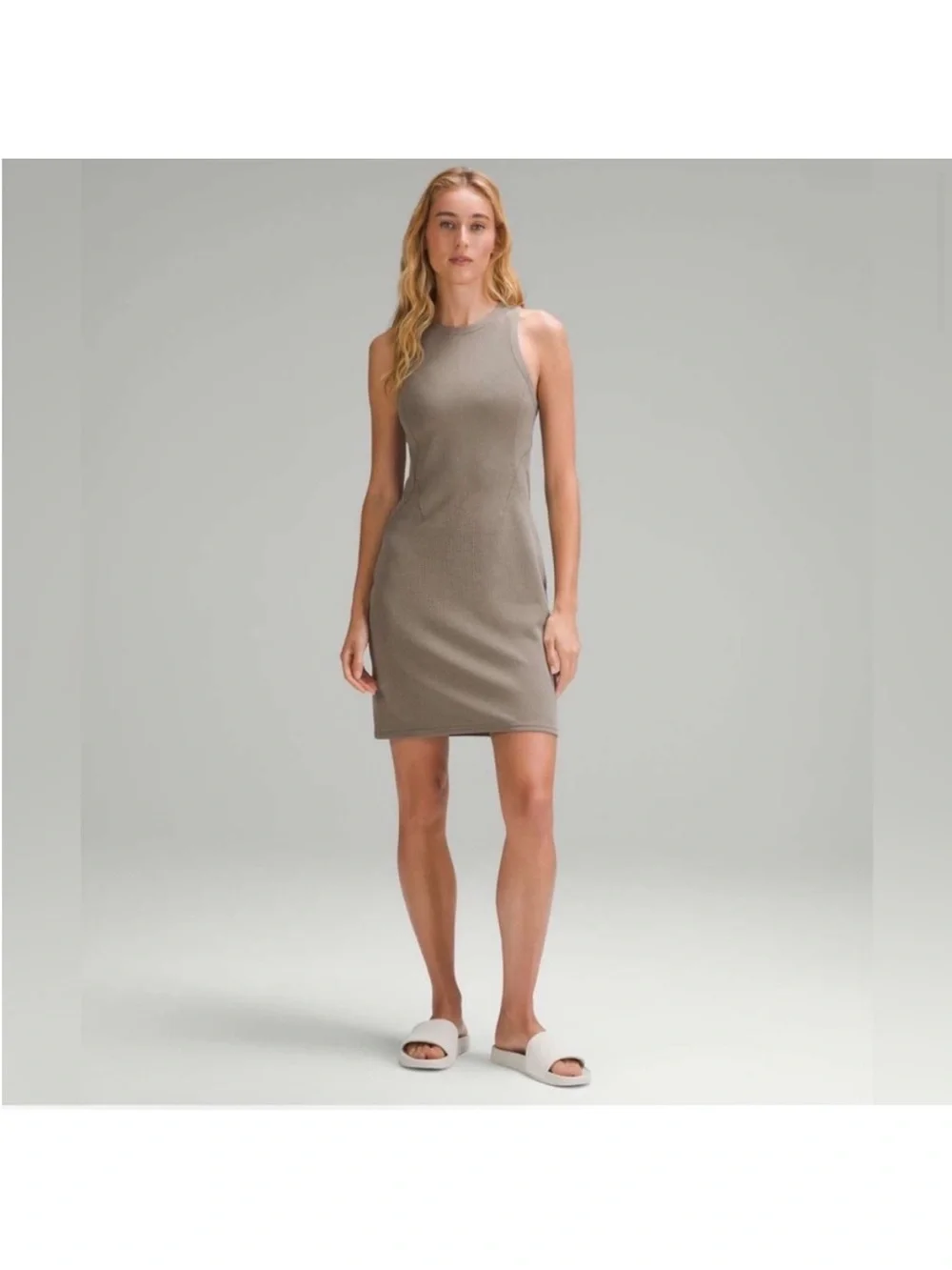 Lululemon Ribbed Softstreme Slim Fit Tank Dress Size 8 Nomad
